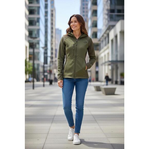 The North Face Olive Green Zip Hooded Jacket - Size XS - Picture 1 of 4